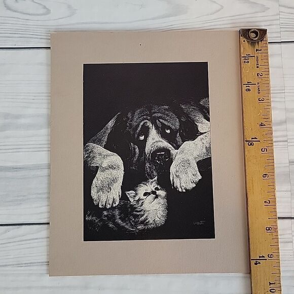 Rudy Droguett "Babysitter" dog and cat print vintage 1976 - Picture 9 of 9